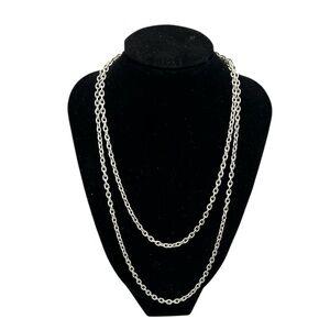 Long Silver Tone Chain Necklace 36.5”